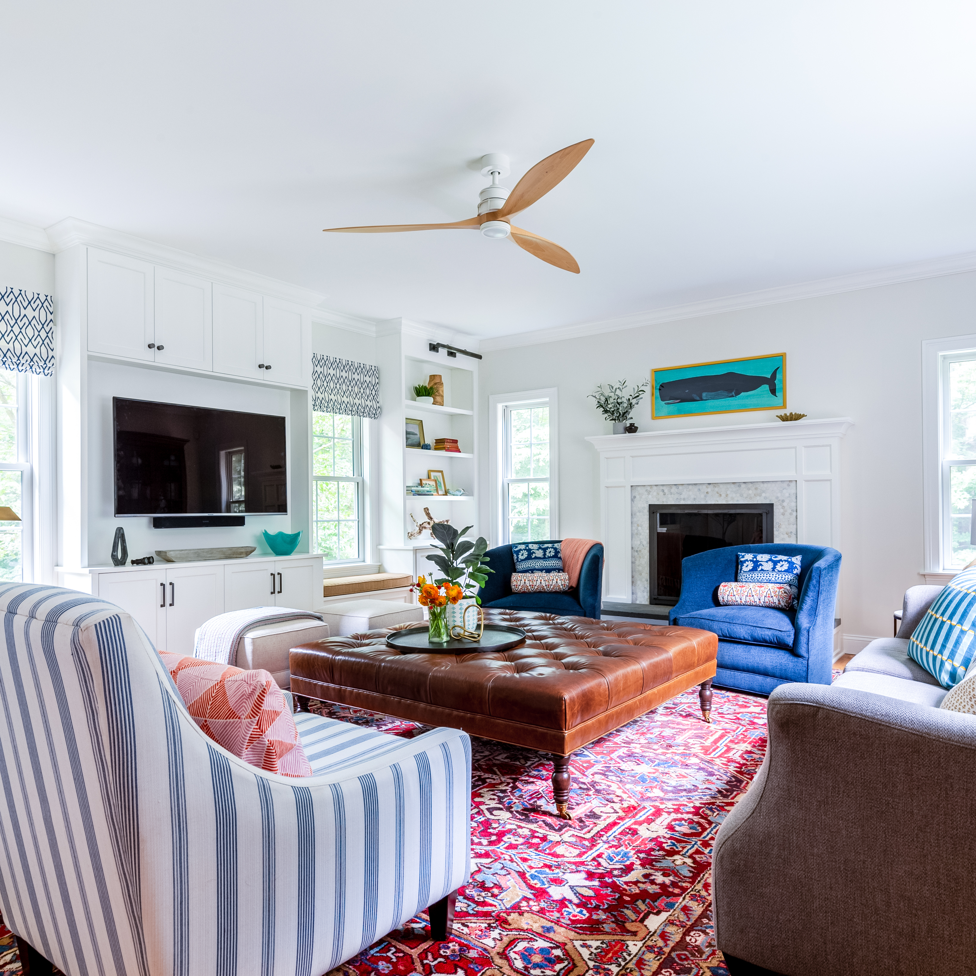 living room with built in TV cabinet