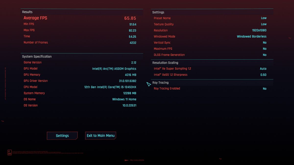 Lenovo LOQ 15IAX9I running Cyberpunk 2077