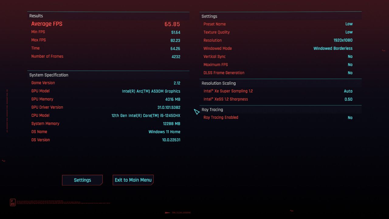 Lenovo LOQ 15IAX9I running Cyberpunk 2077