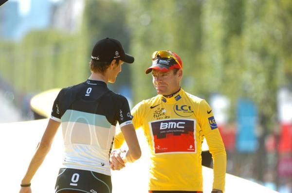 Andy Schleck (Leopard Trek), second for the third time in as many years, was sporting in defeat to Cadel Evans (BMC).