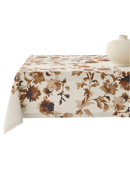 Watercolor Floral Linen Cotton 60" x 102" Tablecloth