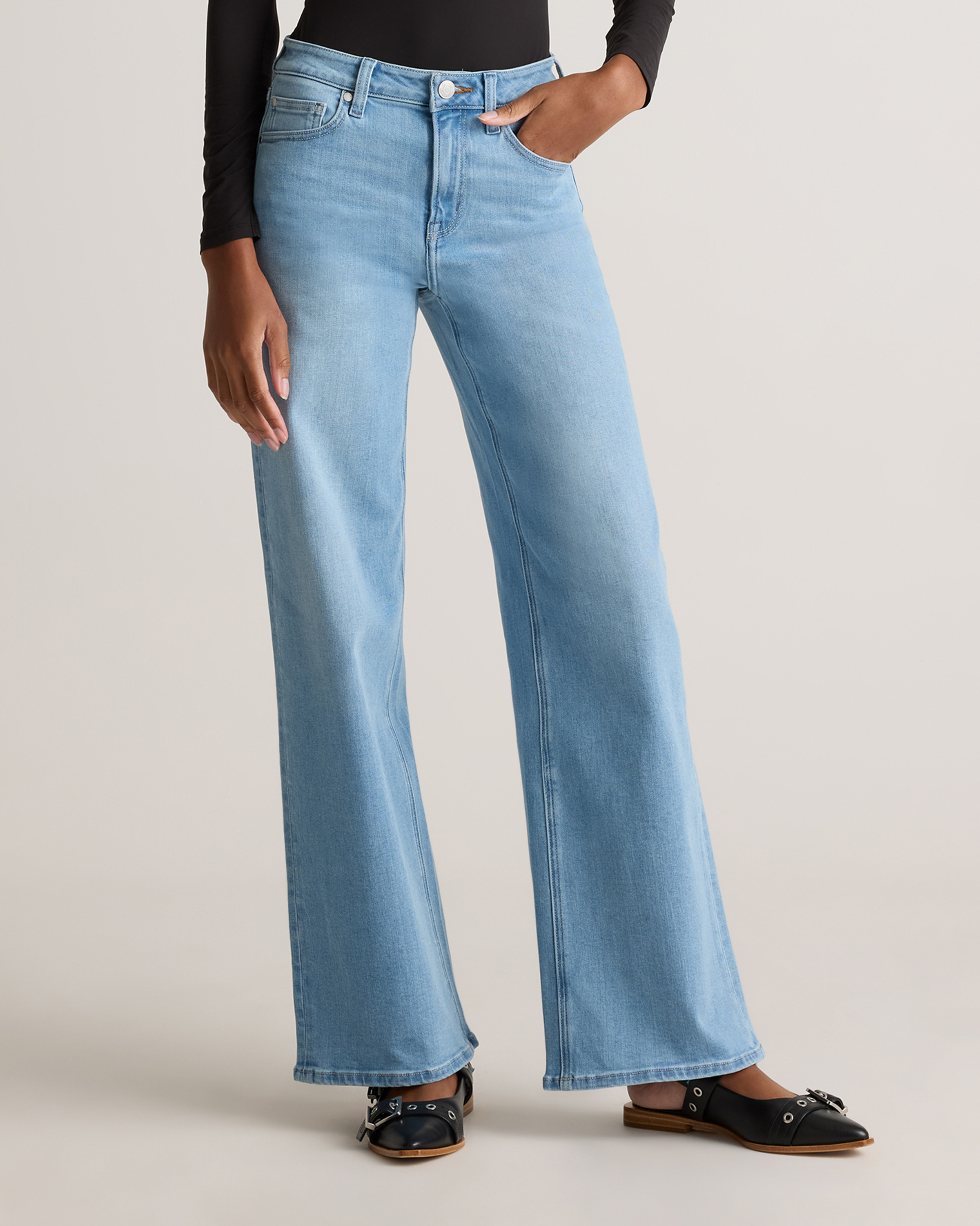 Bella Stretch Wide Leg Jeans in Frosted Blue