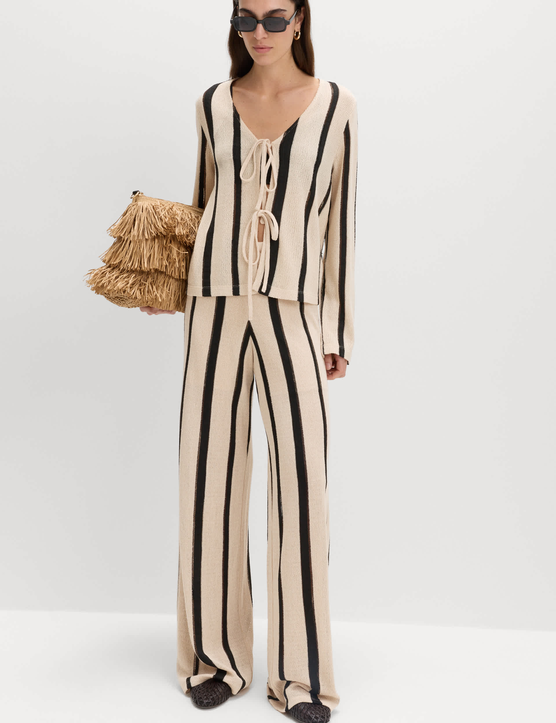 Striped Tie Front Top