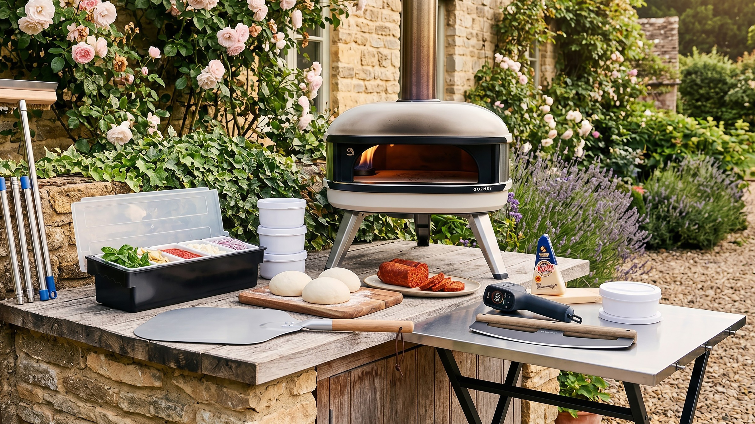 PIzza oven set up in garden