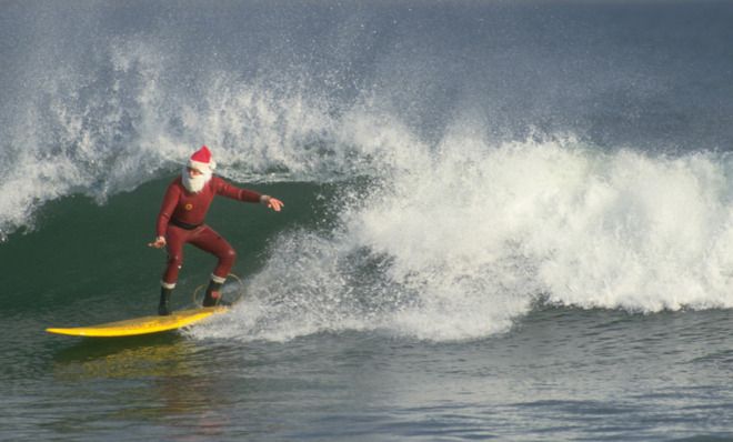 Santa surfing