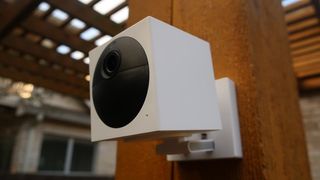 Wyze Cam Outdoor mounted on a post
