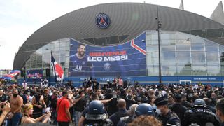 PSG fans gather outside the club’s Parc des Princes stadium