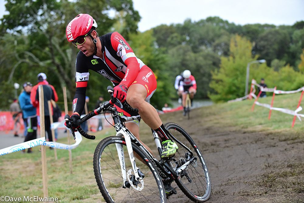 Jake Wells (Stans NoTubes) riding alone on lap three