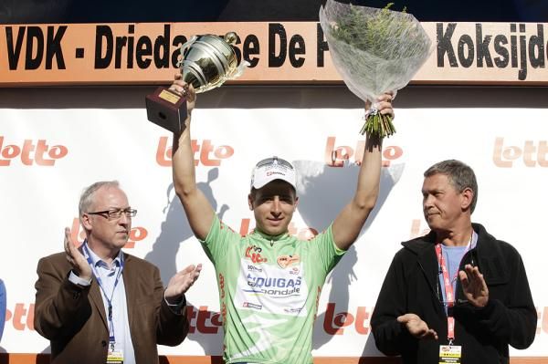 Peter Sagan (Liquigas-Cannondale) on the podium in De Panne