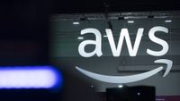 AWS logo pictured at the Tech & Innovation Expo during the South by Southwest (SXSW) Sydney festival in Sydney, Australia, on Wednesday, Oct. 18, 2023