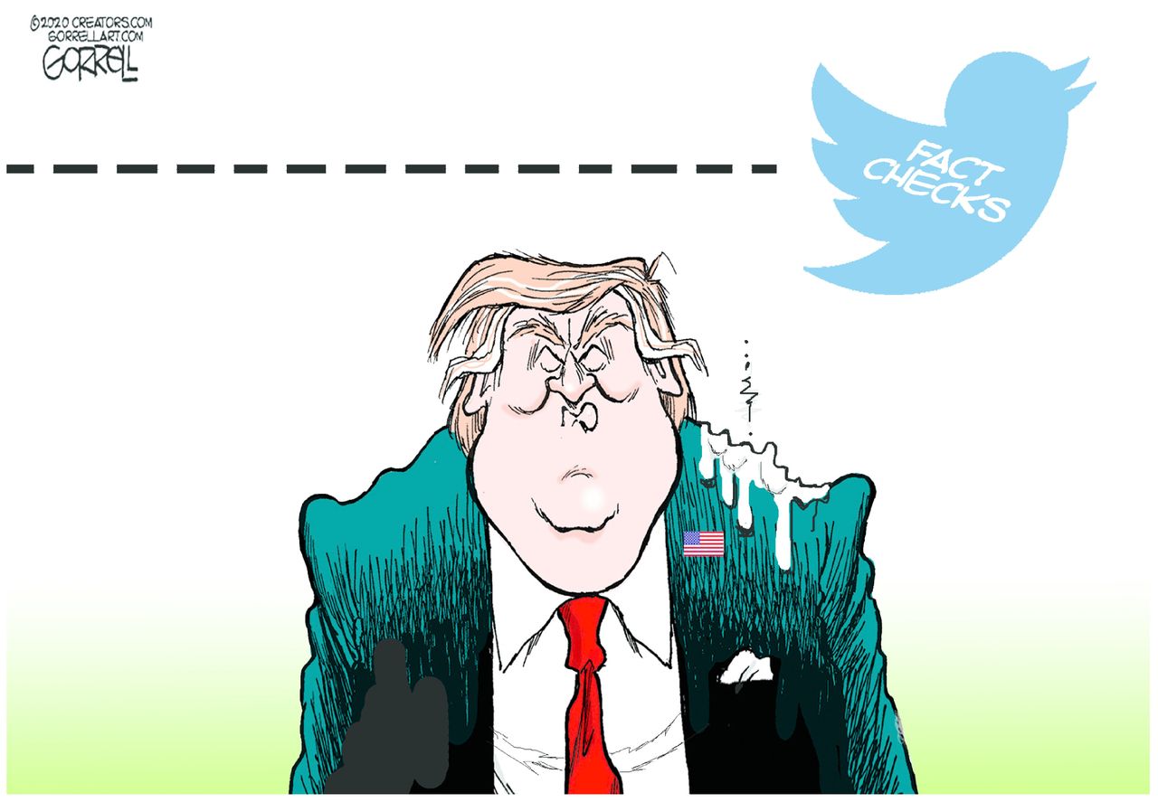 Political Cartoon U.S. Trump twitter fact check