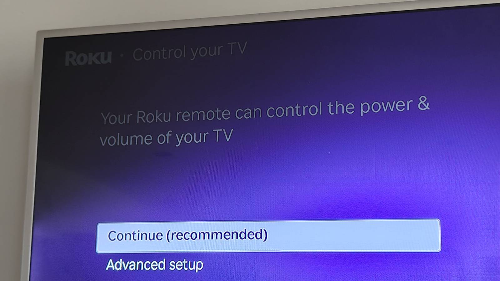 The Roku Streaming Stick's set-up screen showing remote abilities.
