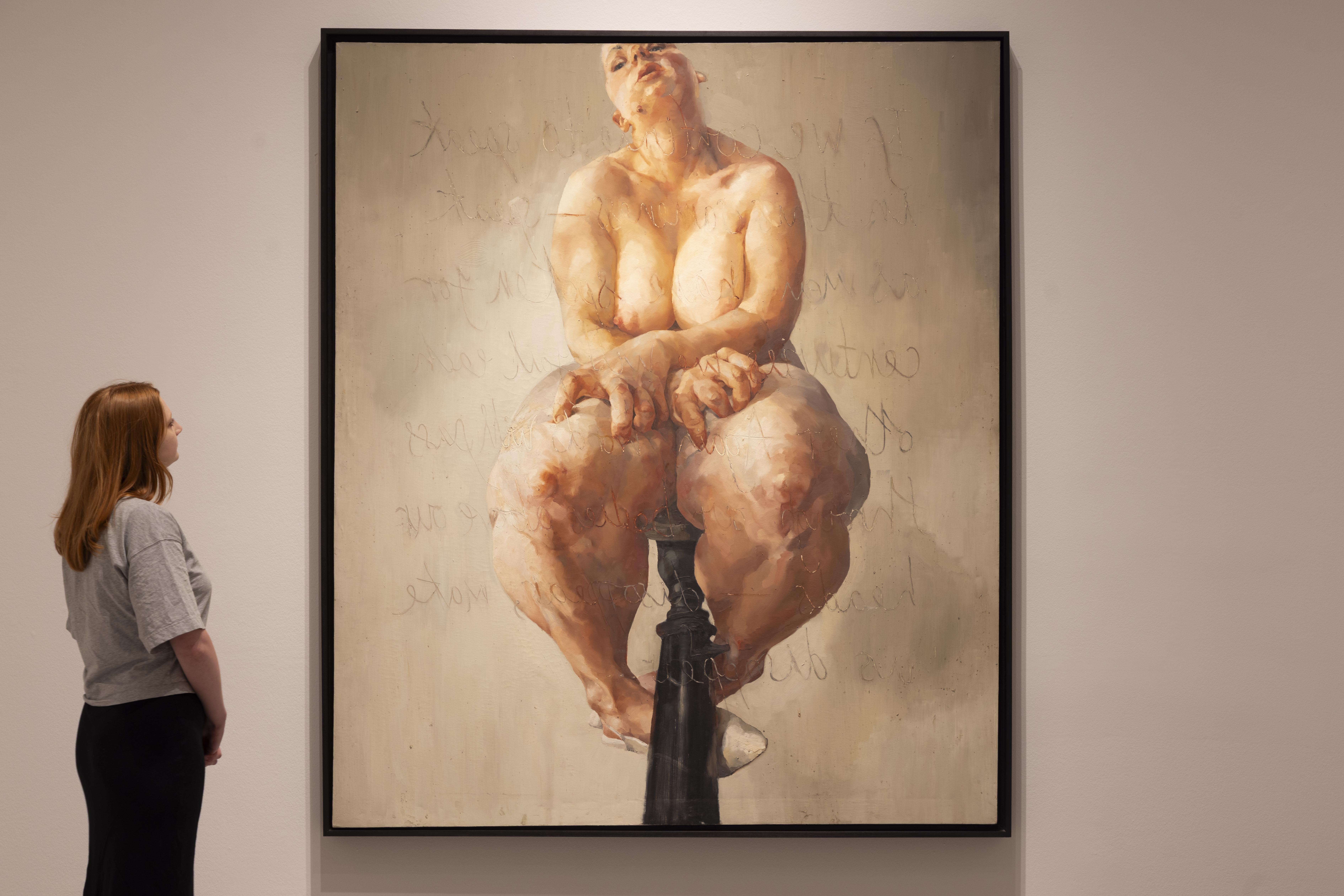 Jenny Saville painting of nude woman, in gallery