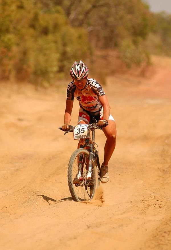 Nikolaus Syc struggling in sand.