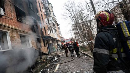 Residential building damaged in Vasylkiv, Kyiv Oblast, Ukraine on March 1, 2022