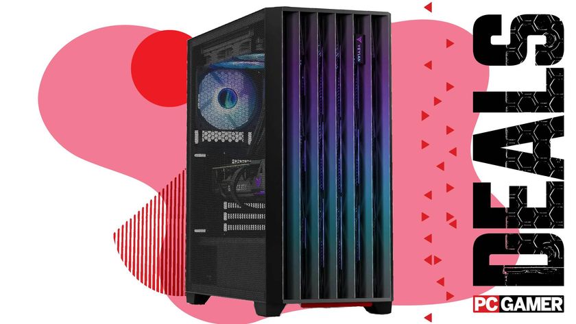 A Yeyian Phoenix Mesh gaming PC on a custom PC Gamer Deals background.