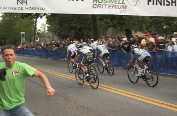 Team Type 1's Ken Hanson and his team helper celebrate the win in Roswell.