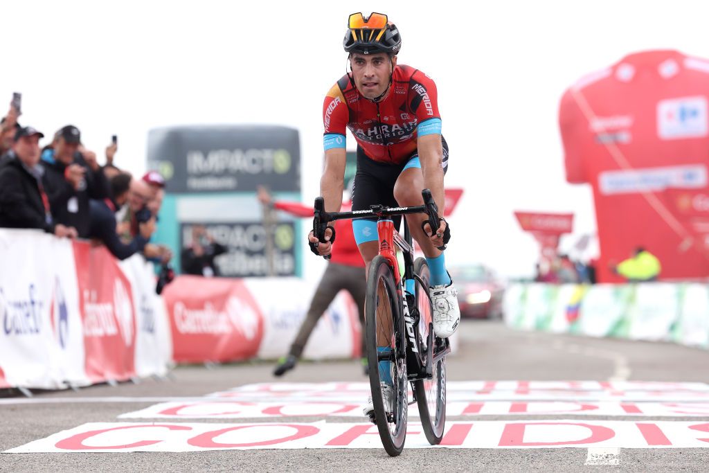 ALTU DE LANGLIRU SPAIN SEPTEMBER 13 Mikel Landa of Spain and Team Bahrain Victorious crosses the finish line during the 78th Tour of Spain 2023 Stage 17 a 1244km stage from Ribadesella Ribeseya to Altu de LAngliru 1555m UCIWT on September 13 2023 in Altu de LAngliru Spain Photo by Alexander HassensteinGetty Images