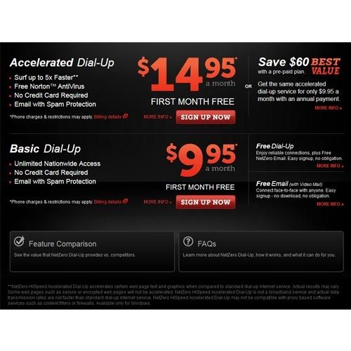 NetZero image: NetZero offers both basic and accelerated dial-up plans.