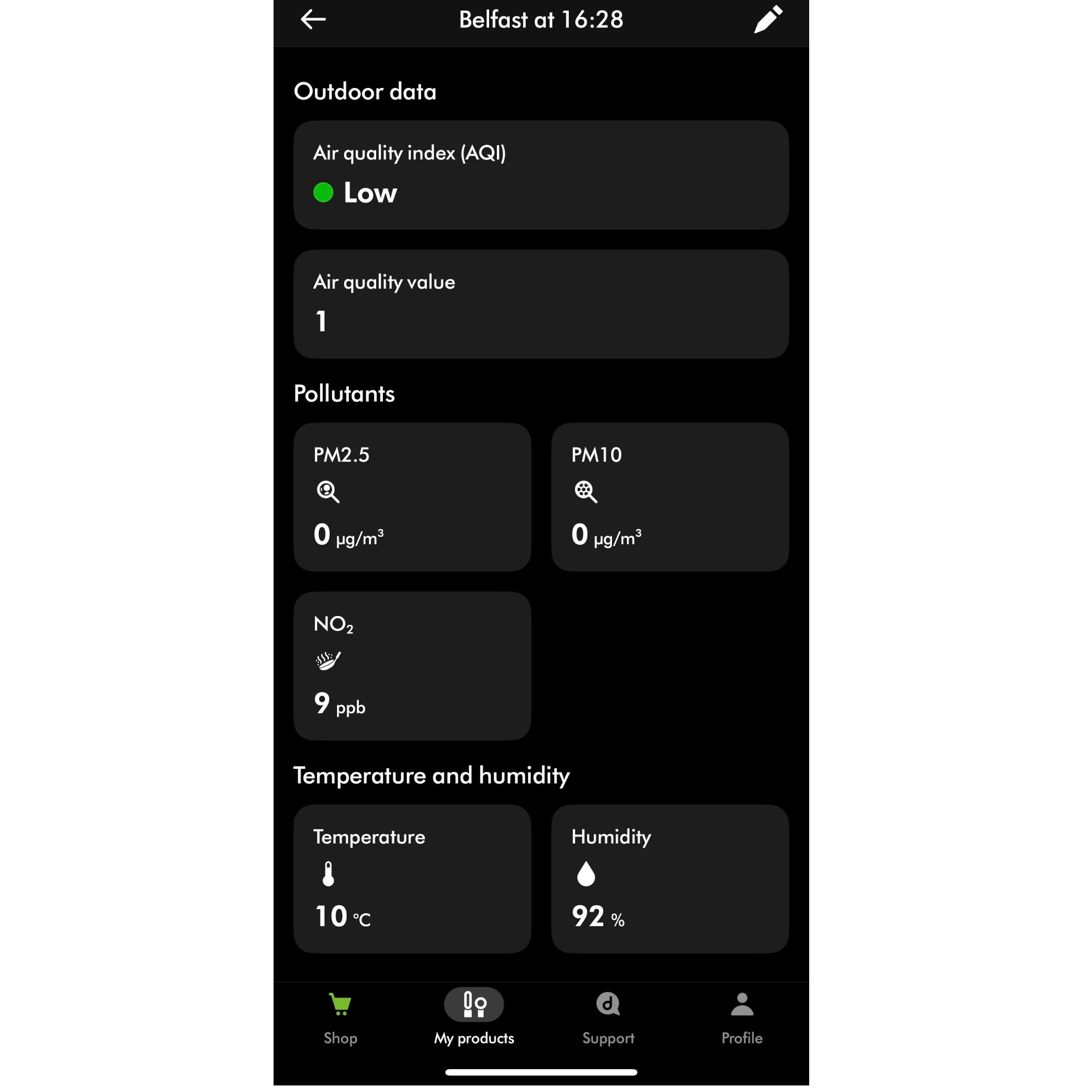 dyson hot+cool pre heat heater and cooling fan app air quality data display