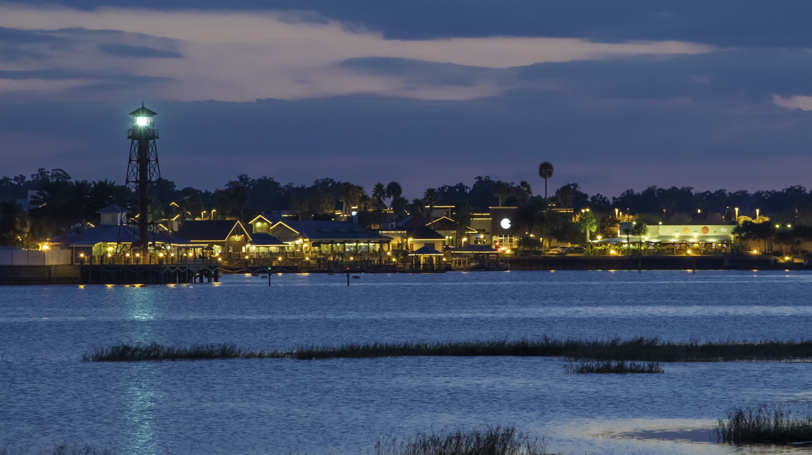 Lighthouse and harbor in the Villages.