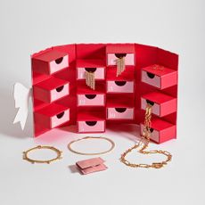 Estella Bartlett pink and red advent calendar filled with gold jewellery