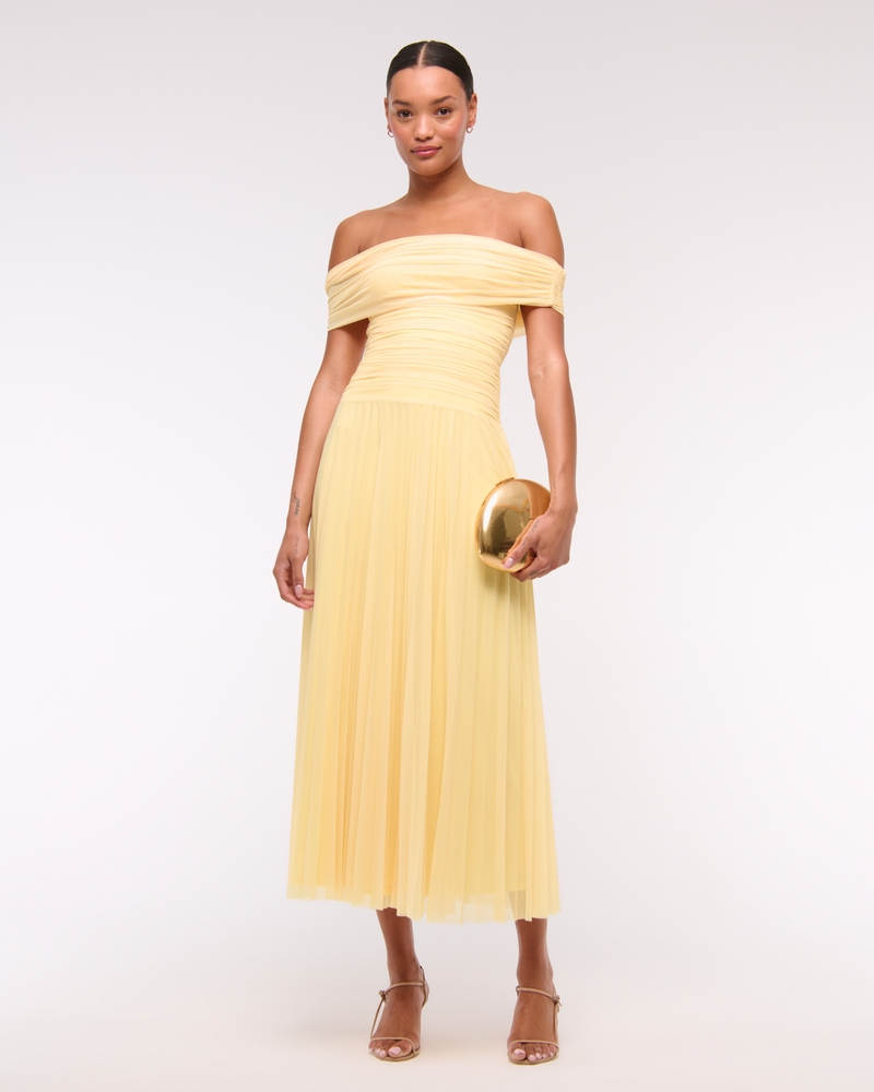 The A&f Giselle Drop-Waist Mesh Maxi Dress