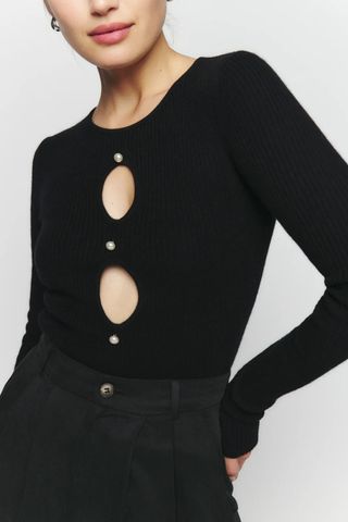 Reformation cutout black cashmere sweater