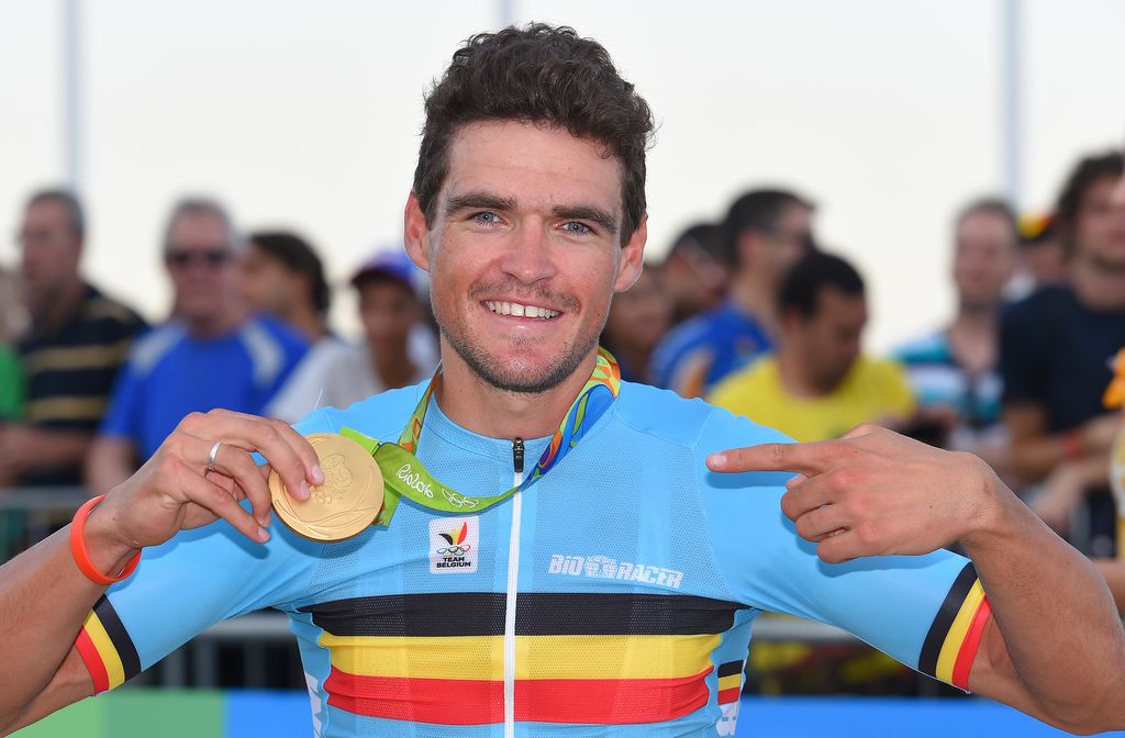 Greg Van Avermaet (Belgium) let's the world know he's won gold