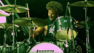 QOTSA drummer John Theodore playing Ludwig Classic Maple