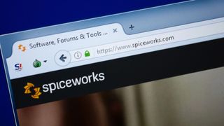 Spiceworks logo shown on internet tab on computer