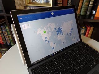 NordVPN interactive map on a laptop