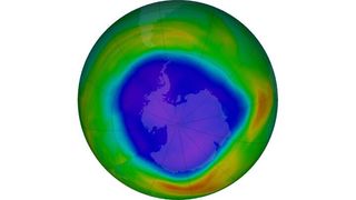 A map of the ozone hole on Sept. 16, 2023.