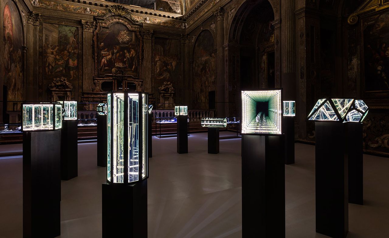 Installation view of David Yurman’s recent men’s jewellery exhibition in Milan’s San Paolo Converso church