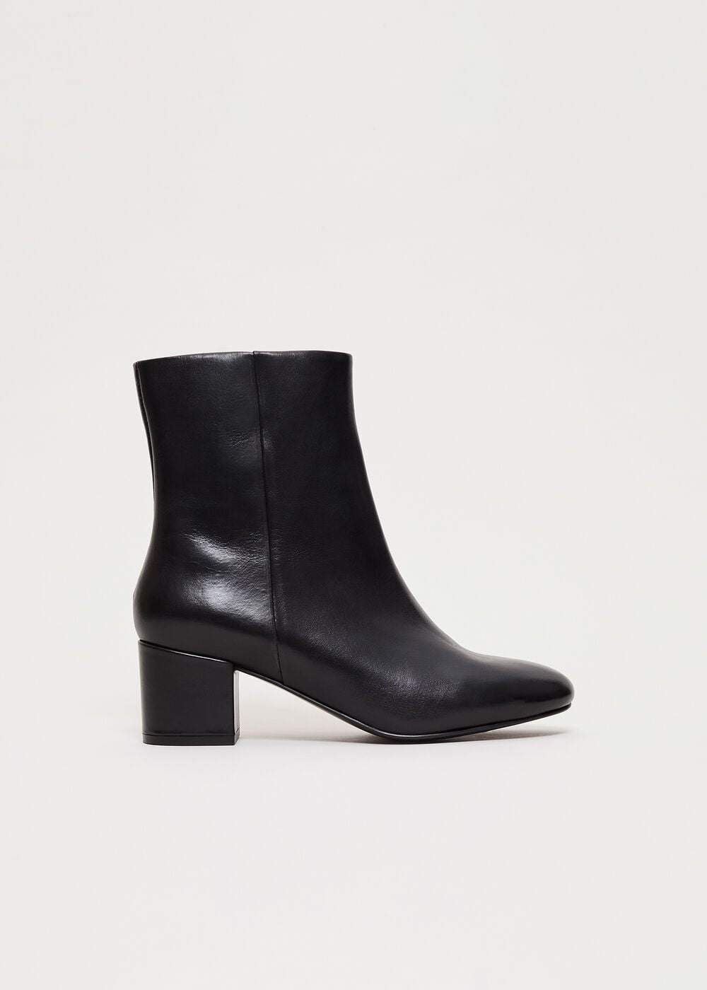 Leather Block Heel Ankle Boot