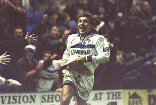 Ivano Bonetti celebrates after scoring the winner for Tranmere Rovers against Portsmouth in October 1996.