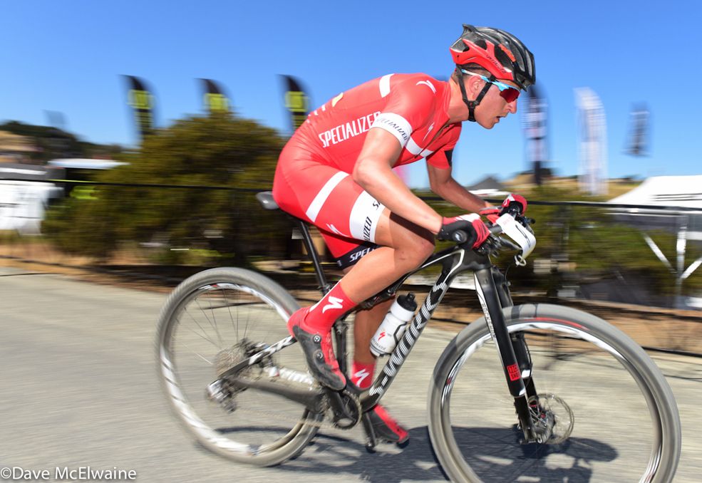Howard Grotts (Specialized) found himself caught out in a chase group.