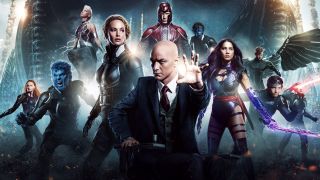 A promotional image of the main cast for X-Men: Apocalypse, including Professor X and Magneto