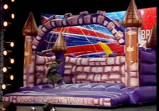 And things didn't get much better in Birmingham - here's Hamlet performed on a bouncy castle