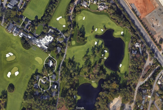 Augusta National par 3 course seen from above on Google Maps