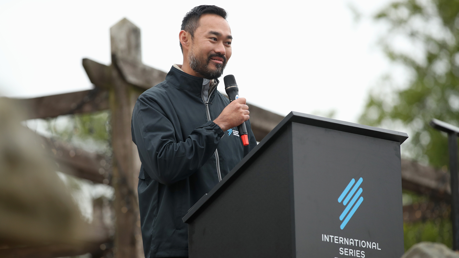 Cho Minn Thant, Asian Tour CEO during the prize giving ceremony following Day Four of the International Series England at Slaley Hall