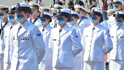 Taiwanese navy soldiers during a ceremony 