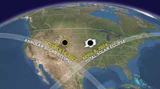 North America will see two major solar eclipses within six months – an annular on October 14, 2023 and a total on April 8, 2024.