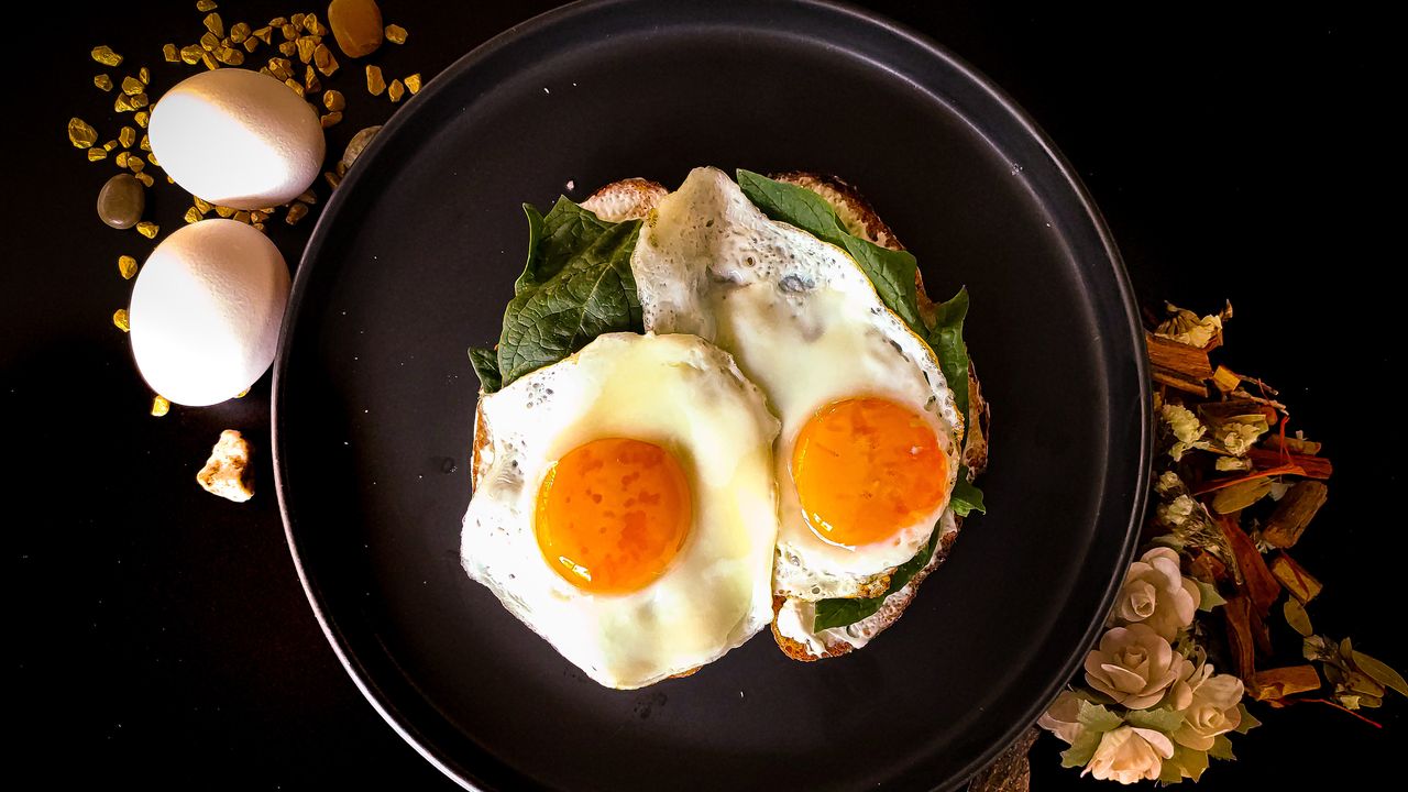 Fried eggs in a pan