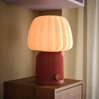 IKEA KULGLASS Bluetooth speaker lamp, red brown/pink