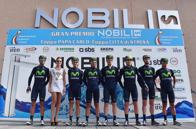 Movistar on the podium in front of the Nobili factory