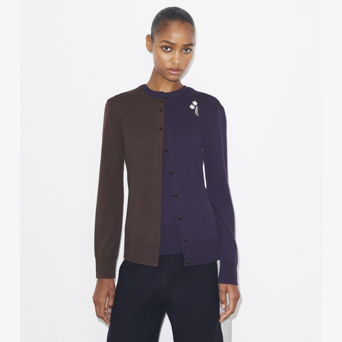 Color-Block Wool Cardigan in Misc, Size S