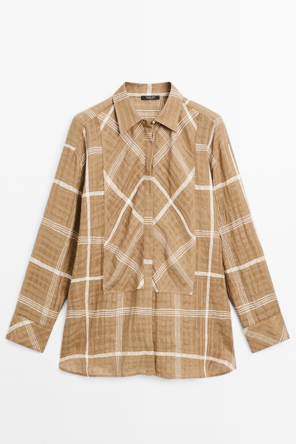 Massimo Dutti, Flowing Linen Blend Check Shirt