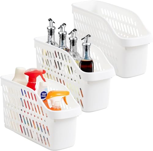 Punorric 3 Pack Under Sink Organiser With Wheels, Pull Out Under Sink Storage for Kitchen Storage &amp;amp; Organisation, Kitchen Cupboard Organiser Multi-Purpose Bathroom Cabinet Baskets for Cleaning Supplie