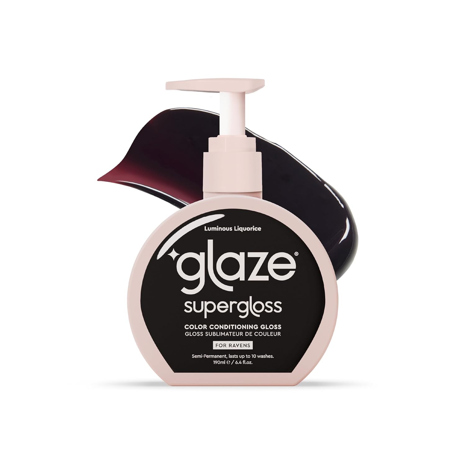 Glaze Supergloss Color Conditioning Gloss With Dispensing Pump &amp;ndash; Hydrating Semi-Permanent Color Hair Gloss &amp;amp; Shine Boost &amp;ndash; for Dark Brown Hair to Black Hair &amp;ndash; 6.4 Fl Oz - Luminous Licorice